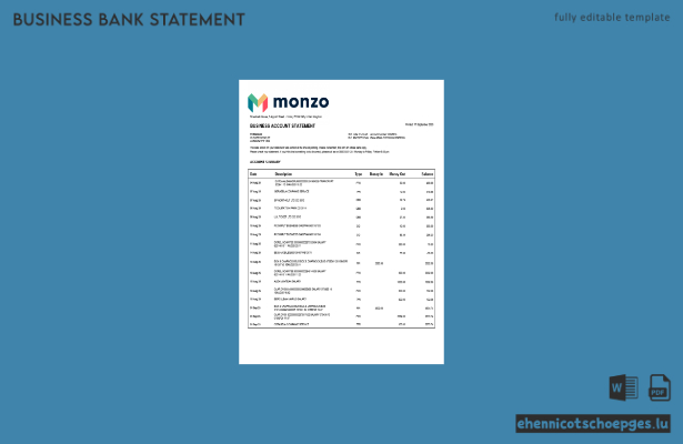 Monzo-Unternehmenserklärung für Großbritannien (Word- und PDF-Beispiel)
